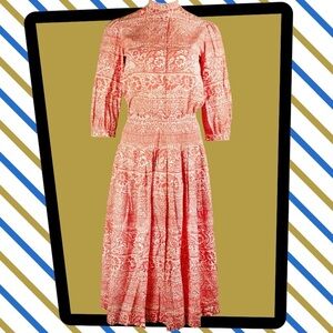 Vintage ‘80’s Jaeger Pink and White Floral print 100% cotton skirt & blouse set